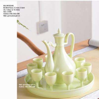 Bộ bình rót rượu kèm khay sứ 12 món